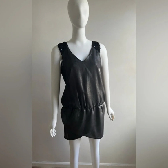 NWT Suite Blanco Woman Silver Black Mini Dress Size M Holidays Party Cocktail - Picture 2 of 11